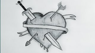How to Draw Broken Heart Easy Step by Step for Beginners।Pencil Sketch Drawing