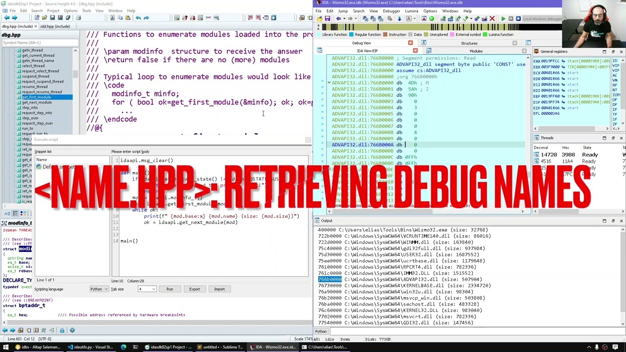 IDAPython: Enumerating loaded modules and debug names