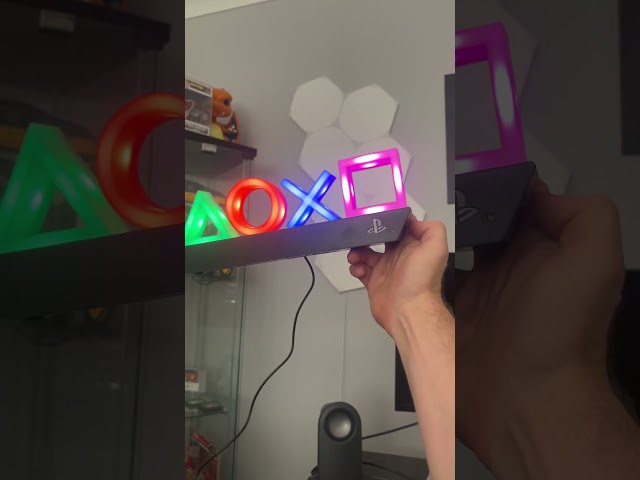 Vídeo relacionado con Luz logo PlayStation - Producto oficial, 3 modos de luz, iluminación reactiva al sonido para decoración de juegos u oficina, regalo para gamers, alimentado por USB o batería