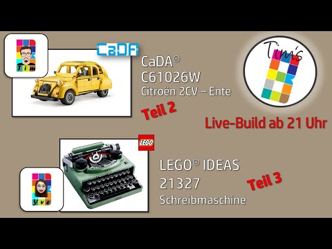 Live-Build - CaDA C61026W - Citroen 2CV - Ente | LEGO IDEAS 21327 - Schreibmaschine