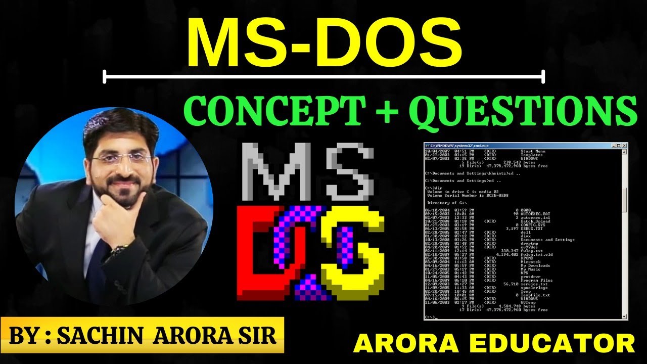 MS-DOS/Command Prompt-Tutorial, Versions, History | Disk Operating System | Arora Educator |