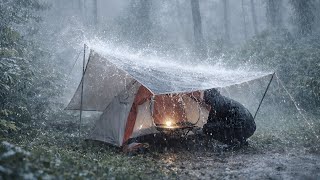 XPECTED HEAVY RAIN AND LIGHTNING STORMS HIT MY CAMPGROUND‼️CAMPING IN VERY HEAVY RAIN ⛈️