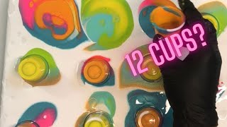 How many cups can you fit on a canvas? Pour painting FUN!~Fluid Art