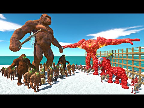 Lava Golem Evolution+Skeleton Warrior Cage Challenge | Mutant Primates  Army vs Lava Golem Team-ARBS