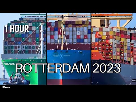 1 hour Shipspotting Rotterdam 2023 - 2024 - The biggest container ships in the world!