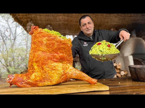 ¡Cordero Relleno con 15 kg de Arroz y Asado en el Horno Hasta que Esté Tierno y se Pueda Servir!