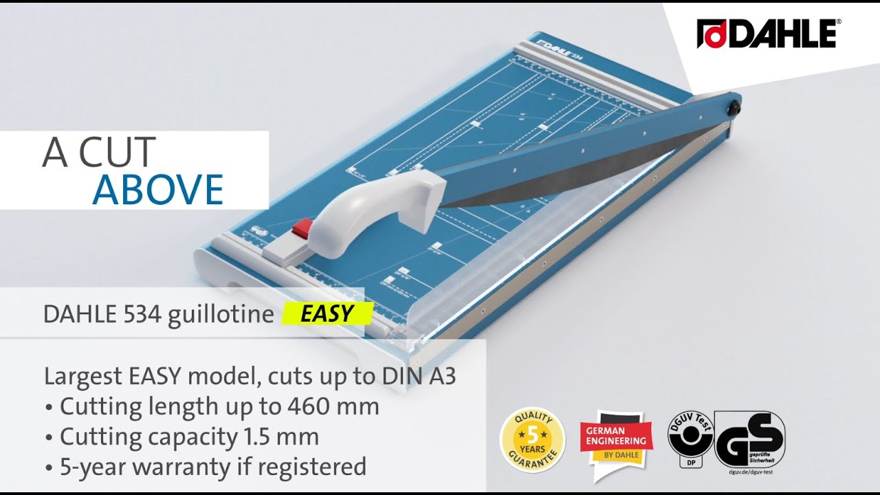 Ghilotina Dahle 534, A3, lungime taiere 460 mm, capacitate 15 coli, albastru