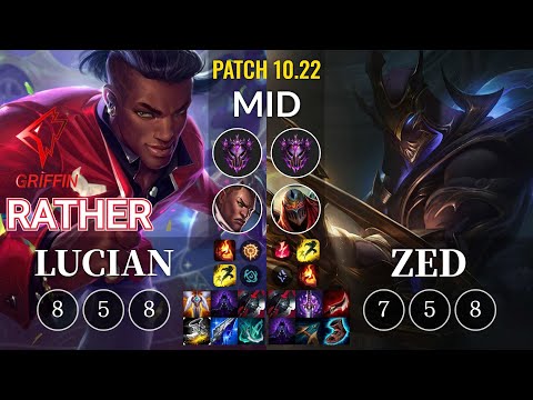 GRF Rather Lucian vs Zed Mid - KR Patch 10.22