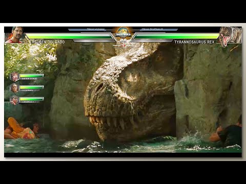 T-Rex Attack Human @River with Healthbars