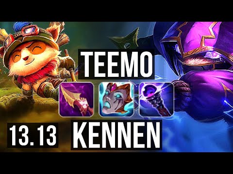 TEEMO vs KENNEN (TOP) | 5.3M mastery, Rank 5 Teemo, 2700+ games, 6 solo kills | EUW Master | 13.13