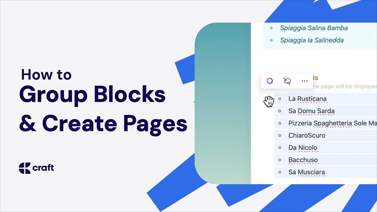 Grouping Blocks and Creating Pages
