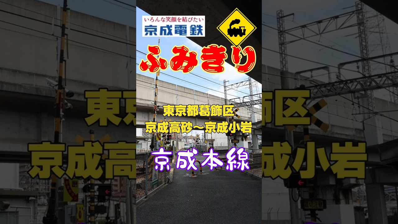 頭上に北総線⁉️その下を京成が爆走する踏切【東京都葛飾区】#踏切 #京成本線 #北総線 #葛飾区 #電車 #鉄道 #踏切好き #警報音 #鉄道動画 #Railway #Train #Tokyo