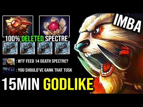 BRUTAL 15Min Godlike Tusk 7.28 Most Imba Offlaner Walrus PUNCH 100% Deleted Spectre From Map DotA 2