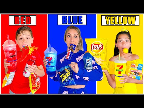 EATING ONLY ONE COLORED FOOD FOR 24 HOURS | Familia Diamond