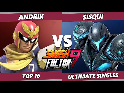 Smash Factor 9 Top 16 - Sisqui (Dark Samus) Vs. Andrik (Captain Falcon) SSBU Ultimate Tournament