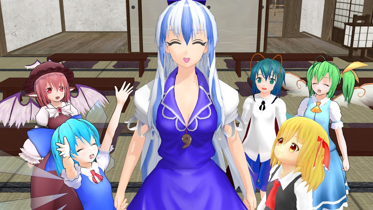 【東方MMD】バカルテットのエイプリルフール（教師の仕事）【おばにわん】【上白沢慧音】【チルノ】【大妖精】【ルーミア】【リグル】【ミスティア】【飯綱丸龍】【射命丸文】【ＭＭＤ紙芝居】東方mmd