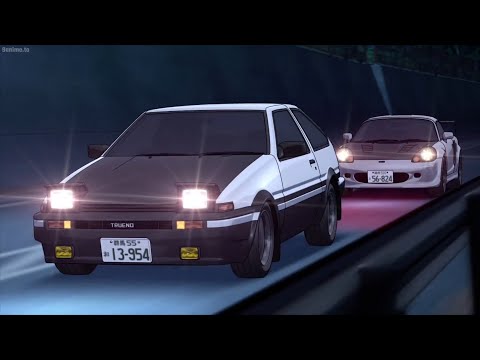 AE86 vs ZZW30 Braking attack scene [Initial D Fifth Stage] (Code D - Igoda scene)