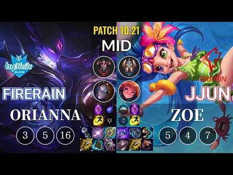 hyF FireRain Orianna vs GRF jjun Zoe Mid - KR Patch 10.21