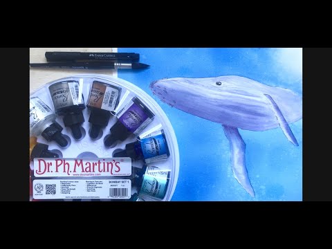 Review: Dr. Ph Martin Bombay India Ink & Humpback Whale Tutorial, Celebrating 500+ Subscribers!