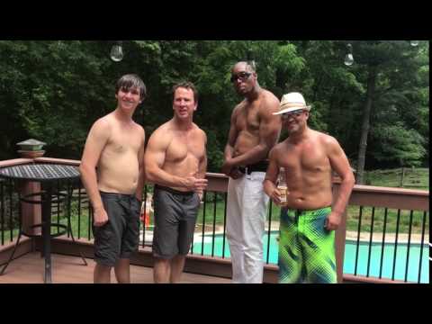 The boys flexing muscles