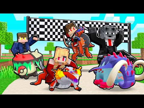 4 AMIGOS na NOVA CORRIDA de POKEMON com 100 LUCKY PIXELMON no MINECRAFT