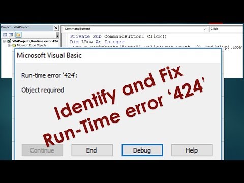 Run-time error '424' object required - Identify and Fix it