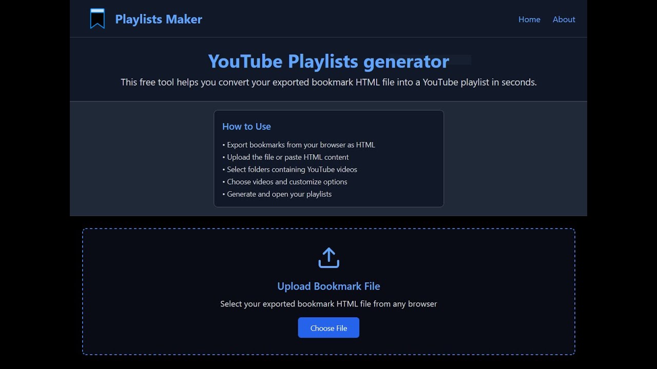 YouTube Playlists generator demo video