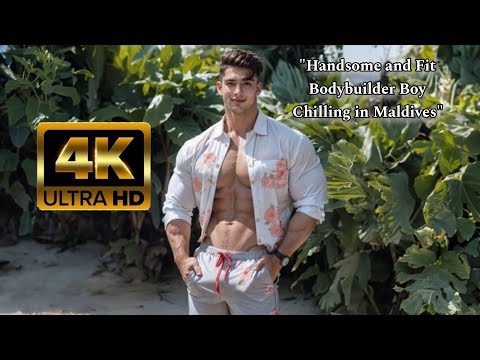 [4K Ai art] Handsome Bodybuilder Boy- Maldives Beach Inspired Photoshoot- Men Ai Lookbook
