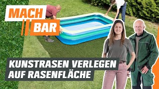 Kunstrasen verlegen auf Rasenfläche | OBI