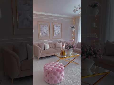 Elegant Blush and Gold Living Room Makeover | Soft Glam Home Decor Tour