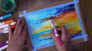Marker pen sunset created with Crayola.