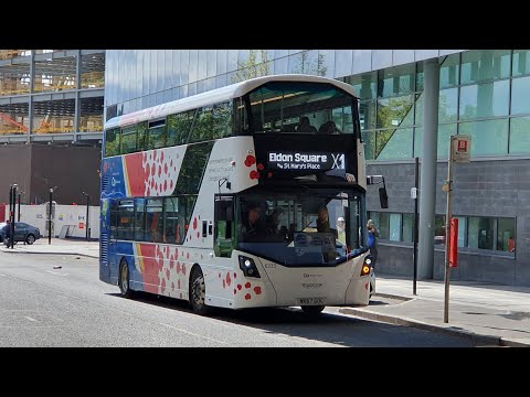 Go North East Wright Streetdeck 6333 NK67 GOC departing John Dobson Street on the X1 to Newcastle