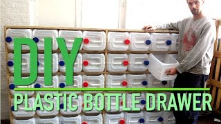 Upcycled plastic bottle drawer storage system