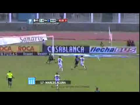 Gol de Acuña  Belgrano 1   Racing 4  Fecha 9  Torneo Primera División 2014
