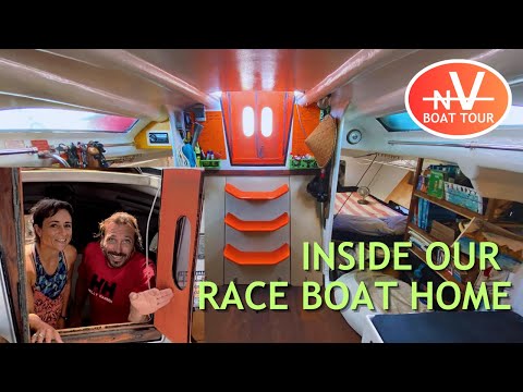 BOAT TOUR : Inside our race boat home