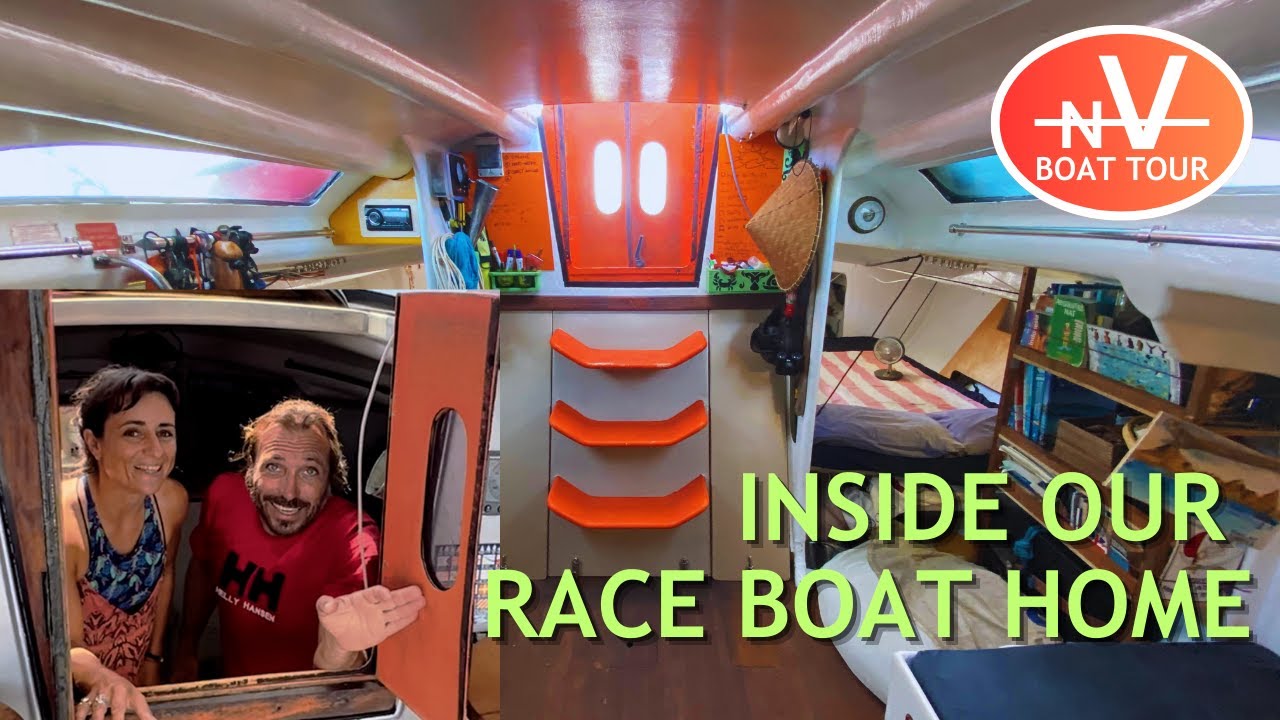 BOAT TOUR : Inside our race boat home