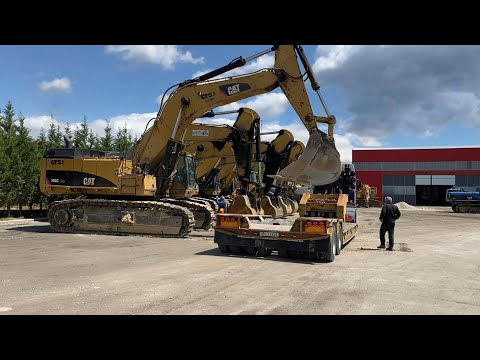 Transporting 7 Excavators Caterpillar 365C And Volvo EC650 By Side - Fasoulas Heavy Transports