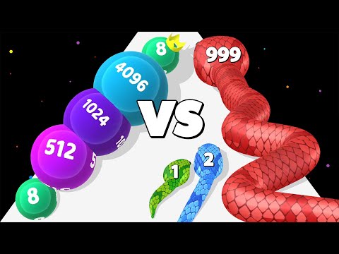 2048 SNAKE 3D vs SNAKE RUN RACE - Colorful ASMR Gameplay! Math Game Fun.
