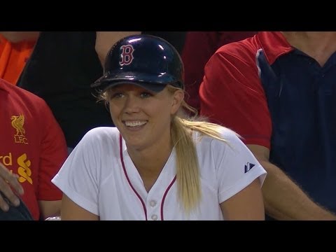Red Sox ballgirl makes two nice plays