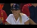 RED SOX ballgirl makes two nice plays - YouTube