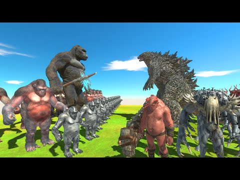 King Kong + Mutant Primates vs Godzilla 2021 + Infernals - Animal Revolt Battle Simulator