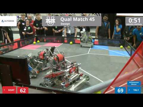 VEX Worlds 2016 - VEX U - Design - Qual 45 (GOAT) 249 vs 197 (TAL1)