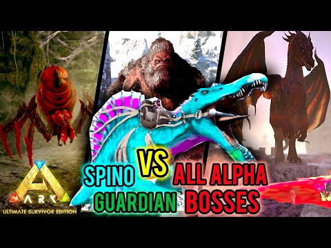 Spinosaurus vs All Alpha Guardian Bosses Ark Mobile |Boss Series Ep 3| Ark : Ultimate Mobile Edition