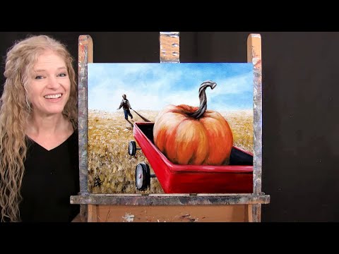 How to Draw and Paint PERFECT PUMPKIN PICK - Paint & Sip at Home - Fun Easy Acrylic Painting Lesson
