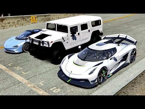 Koenigsegg Jesko vs Hammer H1 with NOS vs Koenigsegg Regera - Nardo Speed Ring