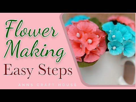 Crepe paper simple flower making/Bells of Ireland/DIY/Tutorial for flower making