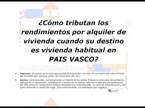 ¿Cómo tributan rendimientos alquiler de vivienda si destino es vivienda habitual en PAIS VASCO?