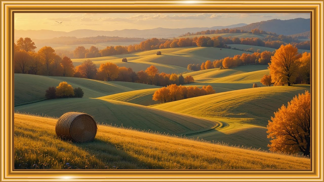 Autumn Harvest Hills Serenity | Art Frame Screensaver | 4K TV Wallpaper | Dreamy Impressionist