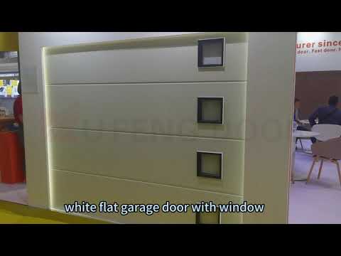 white flat finger protection design panels garage door with small vision window