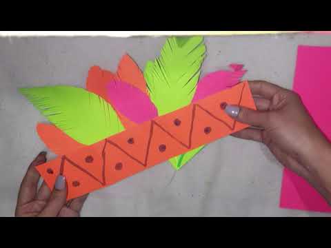 Manualidad" Corona de plumas en papel"  sugerida para la biografia de Lozen - Gerrera Apache